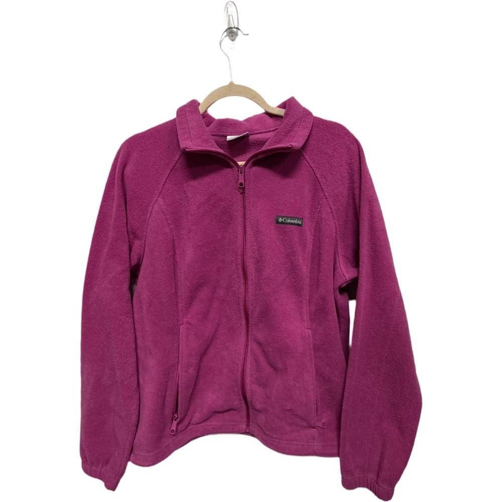 Columbia Women's XL Pink Full Zip Fleece Jacket Outdoor Hiking Zip Pockets